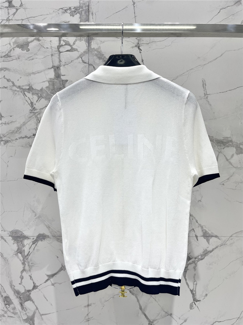 Ce1i*e zip short-sleeve cardigan in white