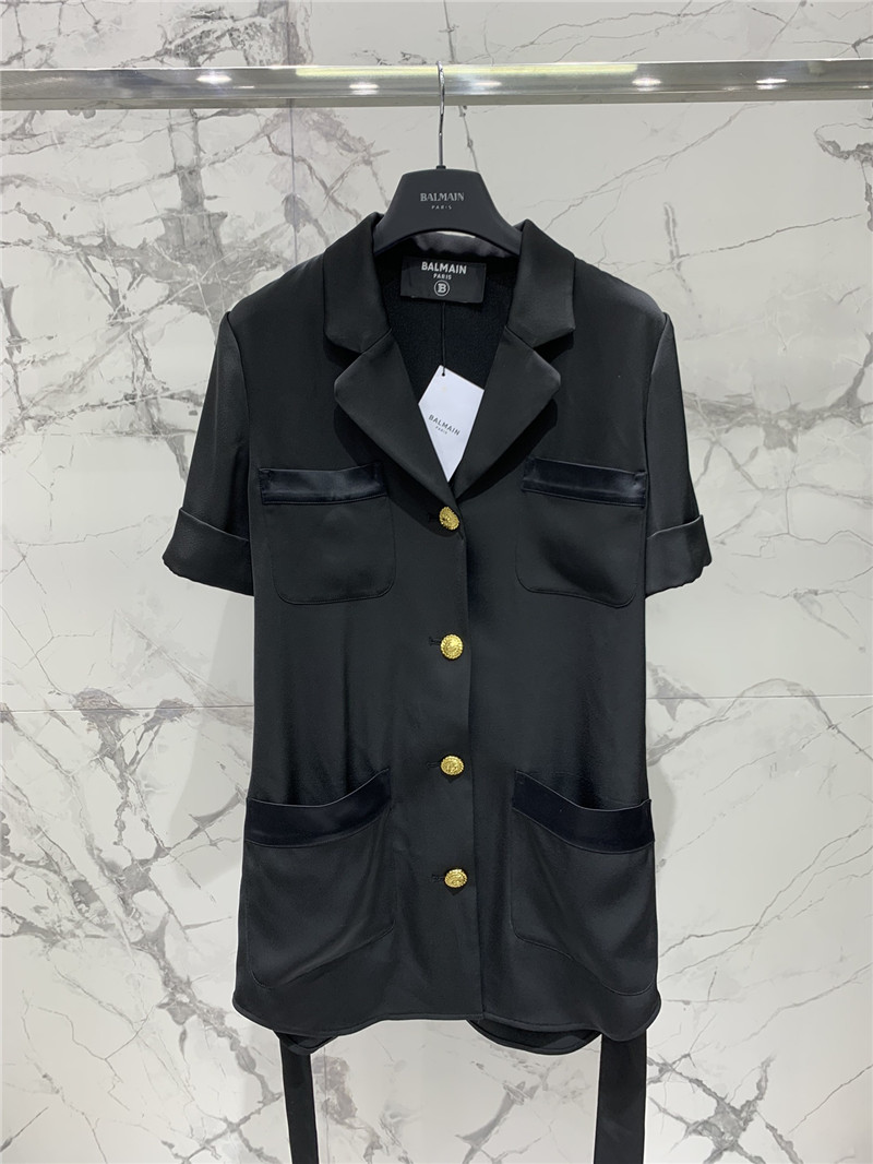 Balmain acetate satin belt coat replica clothes