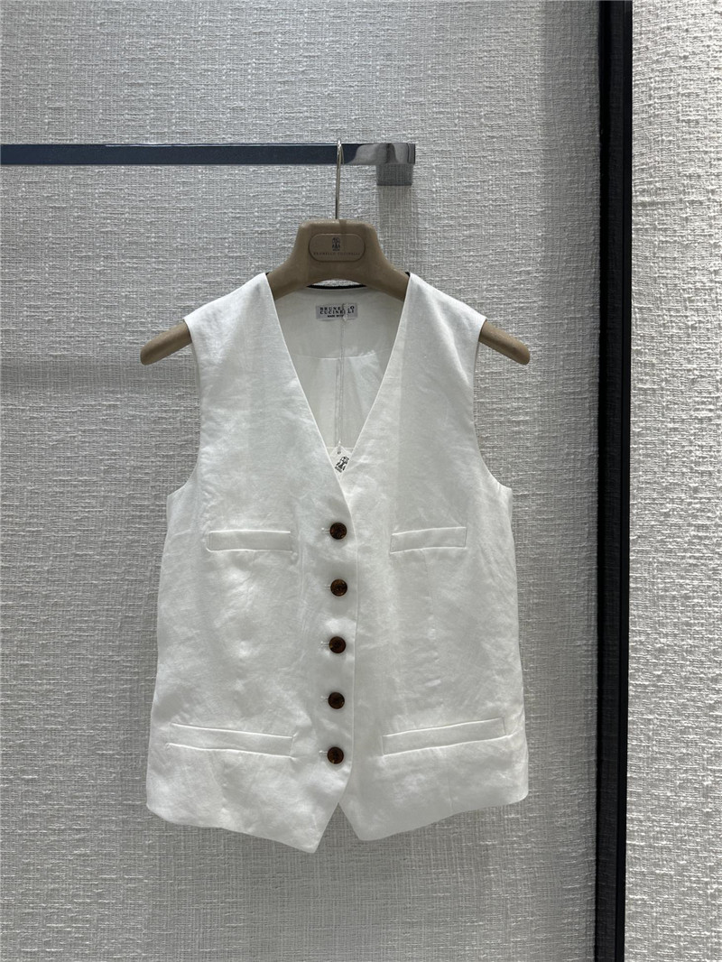 BC white cotton and linen vest suit replica designer clothes