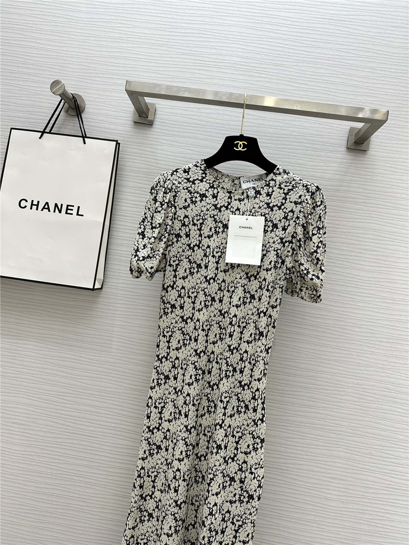 Ch**el puff sleeve dress cheap designer replica clothes