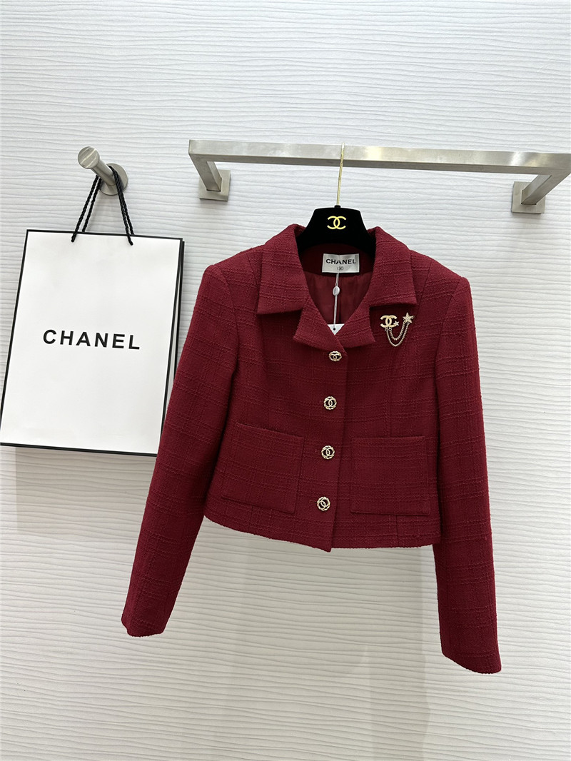 Ch**el burgundy short lapel jacket replica d&g clothing