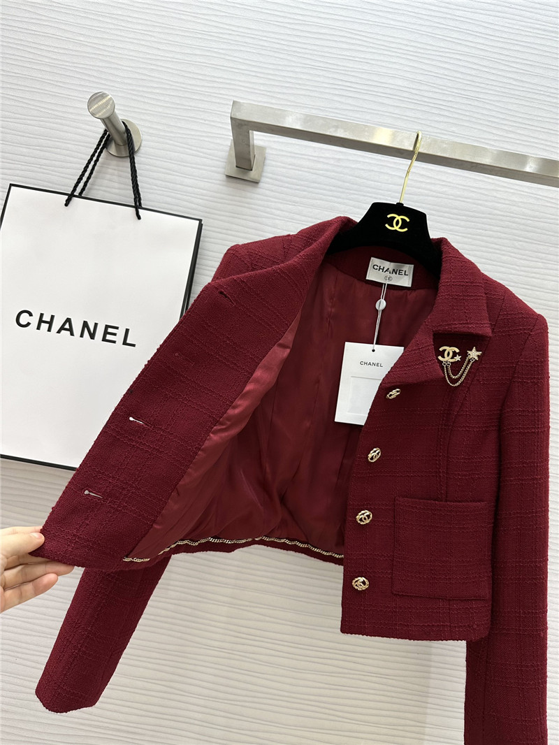 Ch**el burgundy short lapel jacket replica d&g clothing