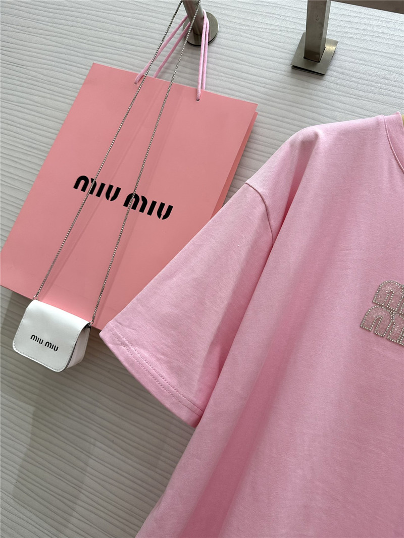 M1um1u custom beaded contrast color t-shirt replica clothing