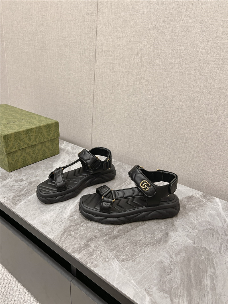 Gvc*1 double g leather sandals black