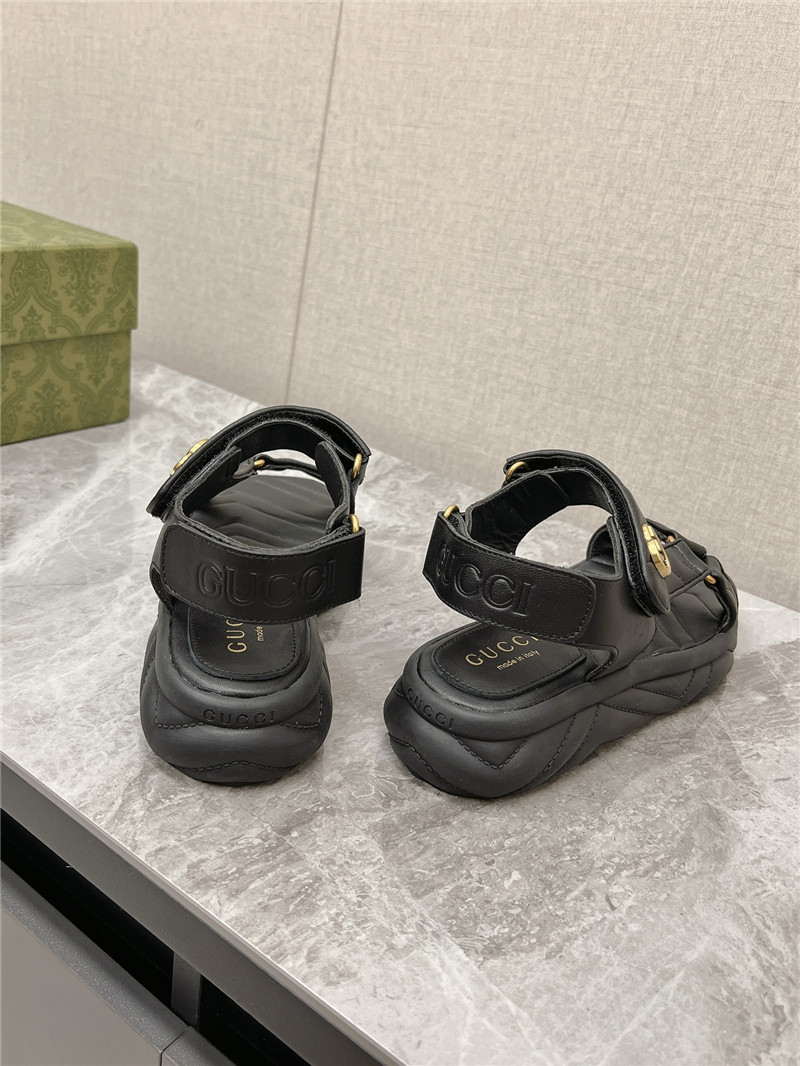 Gvc*1 double g leather sandals black