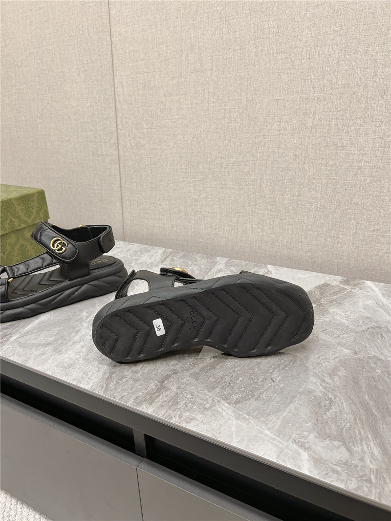 Gvc*1 double g leather sandals black