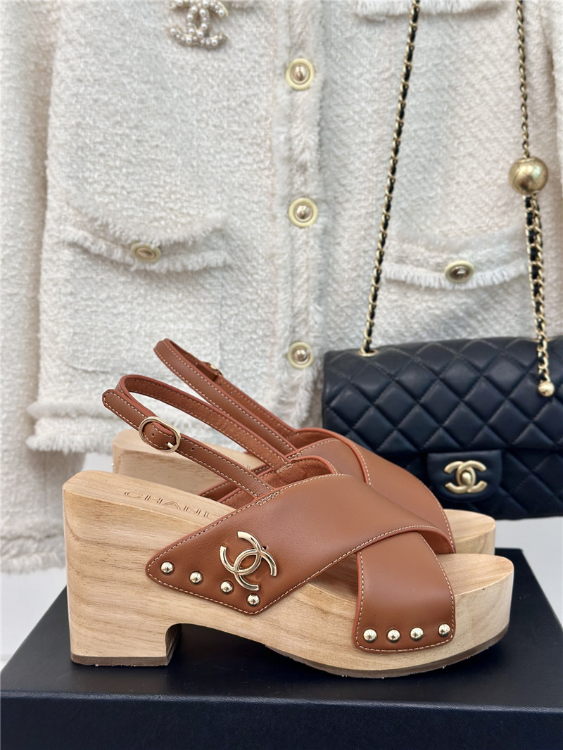 Ch**el calfskin studded slingback clog sandals
