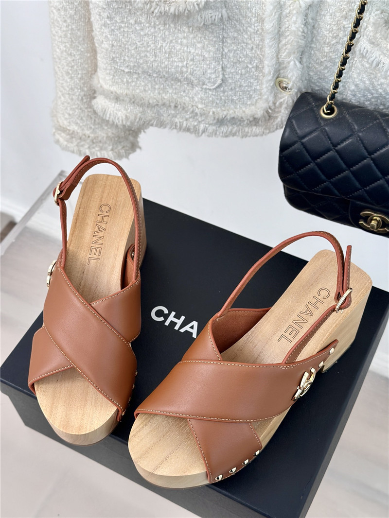 Ch**el calfskin studded slingback clog sandals