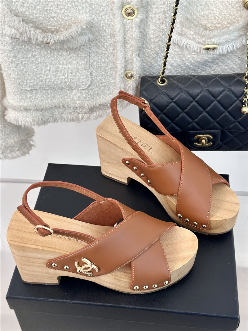 Ch**el calfskin studded slingback clog sandals