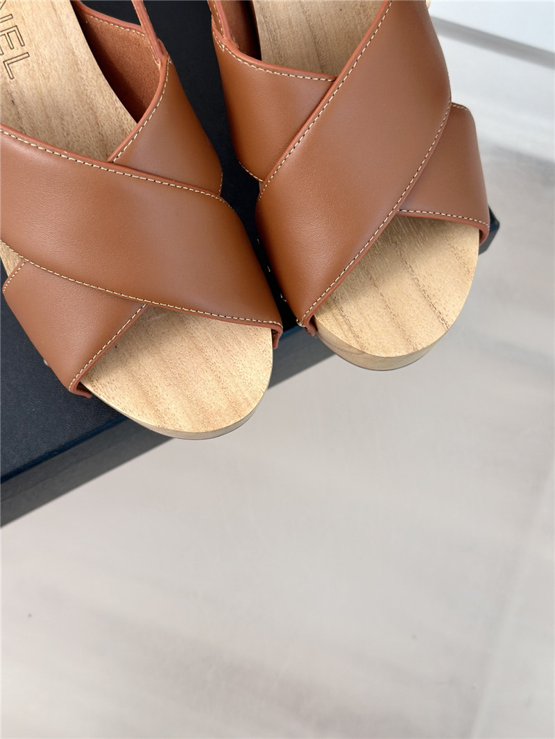 Ch**el calfskin studded slingback clog sandals
