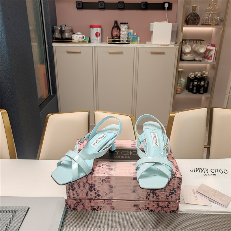 J1m*y Ch00 jess 95 blue leather sandals