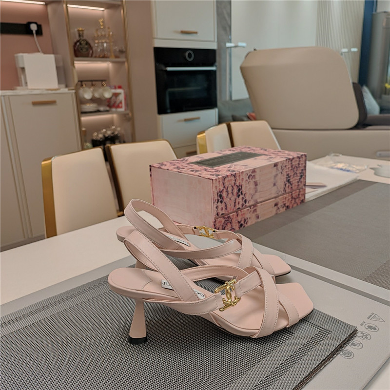 J1m*y Ch00 jess 95 beige leather sandals