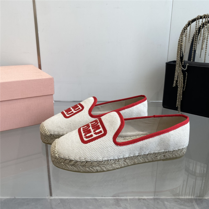 Miu Miu Logo-Embroidered Slip-On Espadrilles