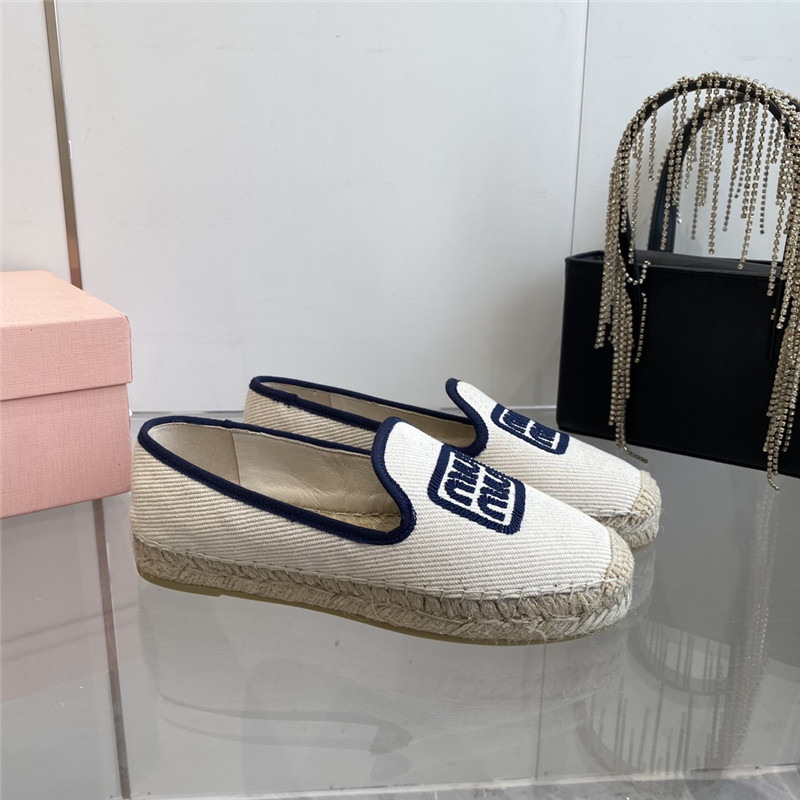 Miu Miu Blue Logo-Embroidered Espadrilles