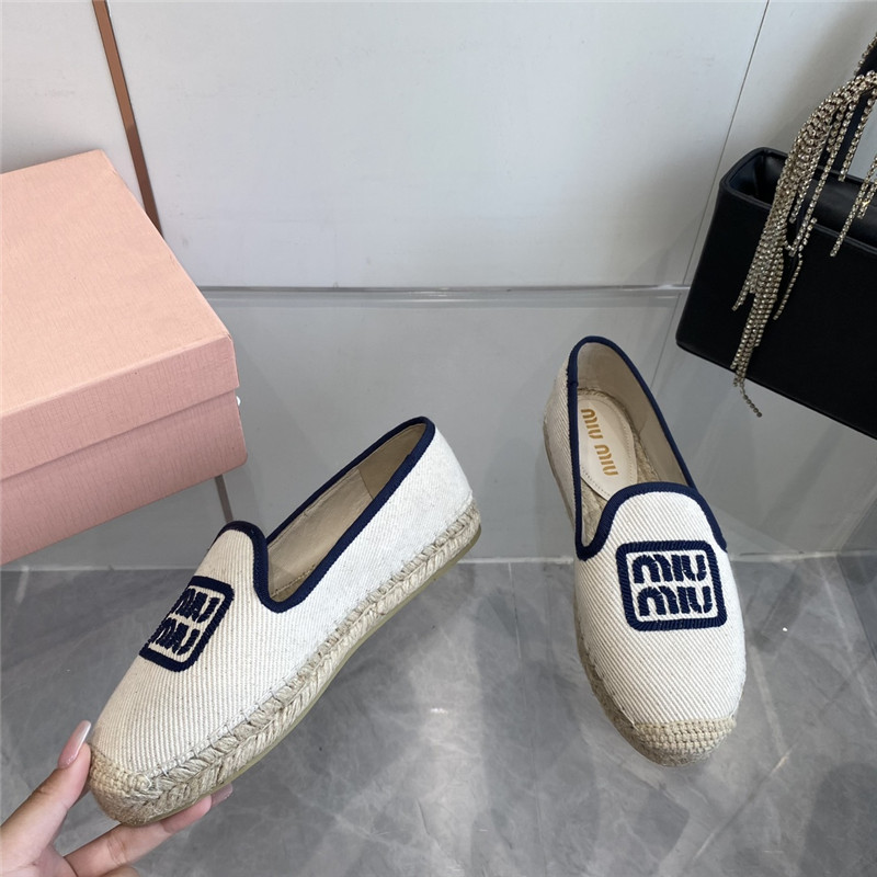 Miu Miu Blue Logo-Embroidered Espadrilles