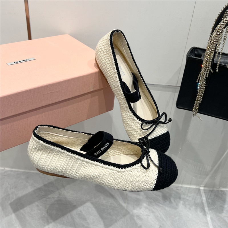 Miu Miu Cotton Crochet Ballet Flats