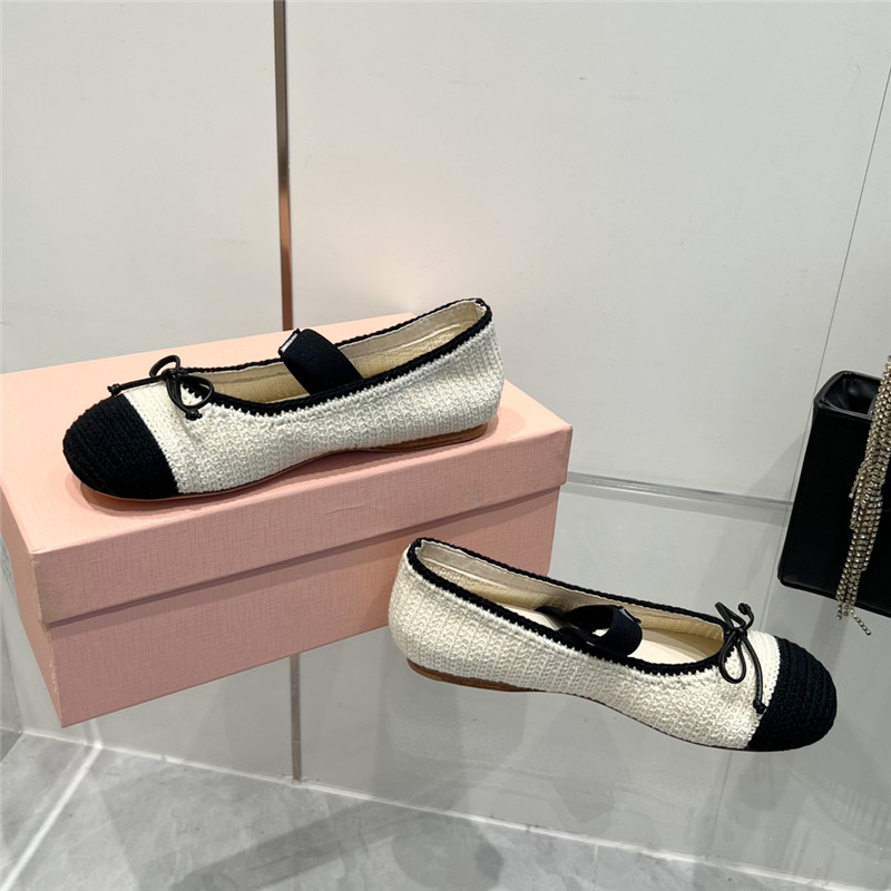 Miu Miu Cotton Crochet Ballet Flats