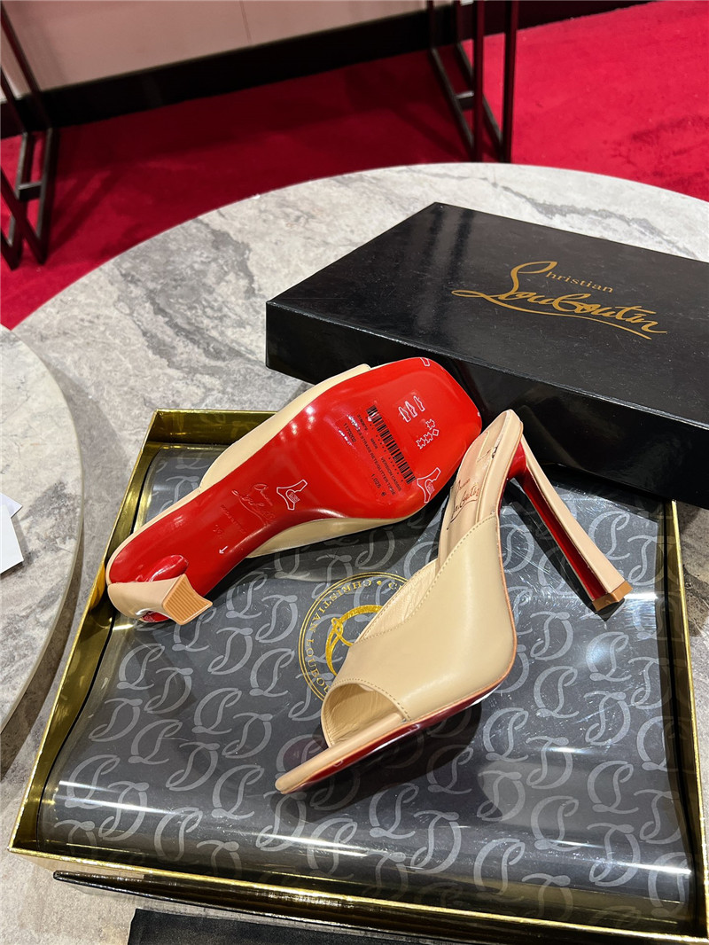 Chr1st1an louboutin condora 85 beige leather mules