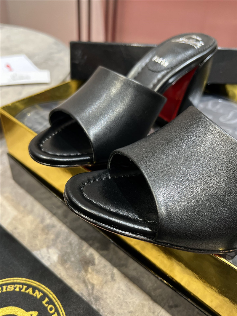 Chr1st1an louboutin square heel calfskin mules
