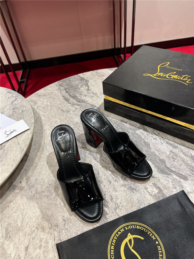 Chr1st1an louboutin square heel patent leather mules