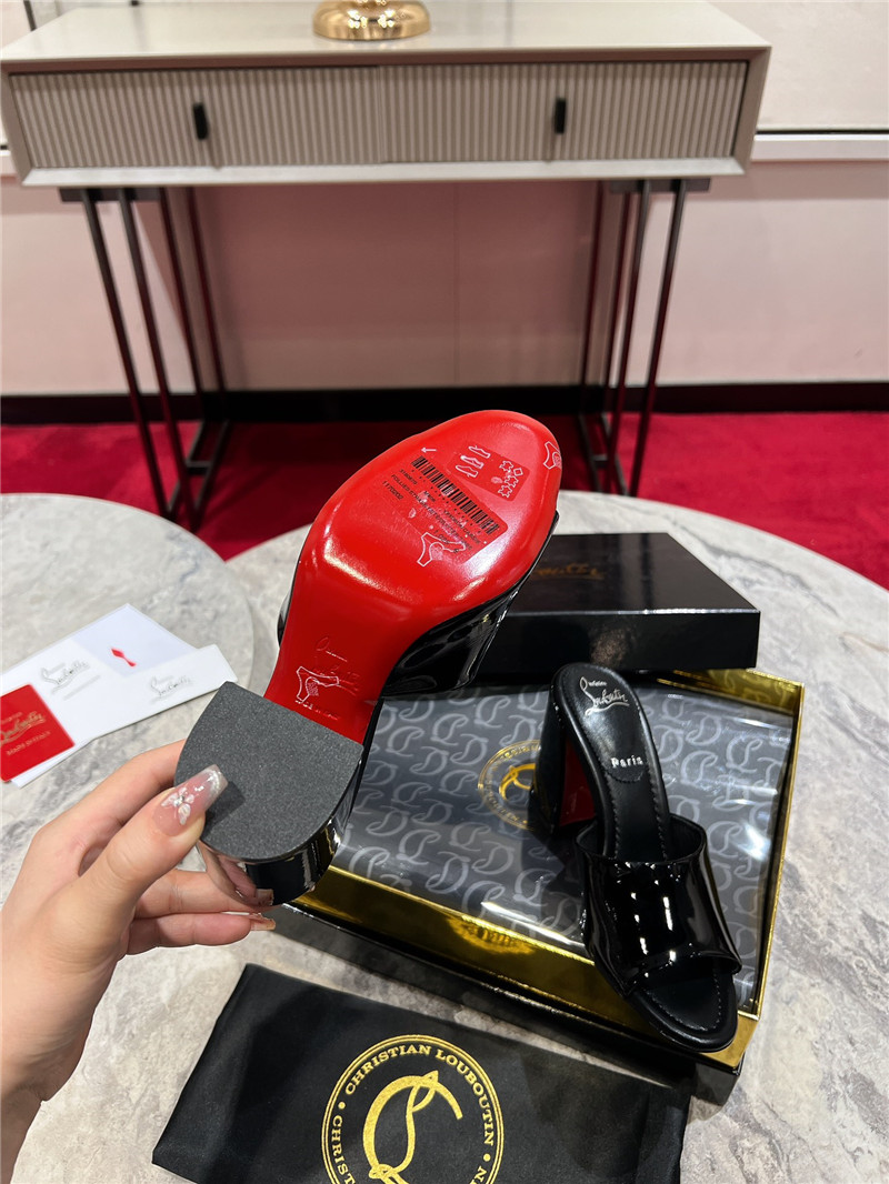 Chr1st1an louboutin square heel patent leather mules