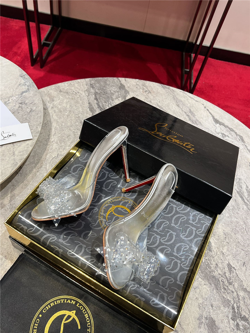Chr1st1an louboutin aqua 80mm leather mules