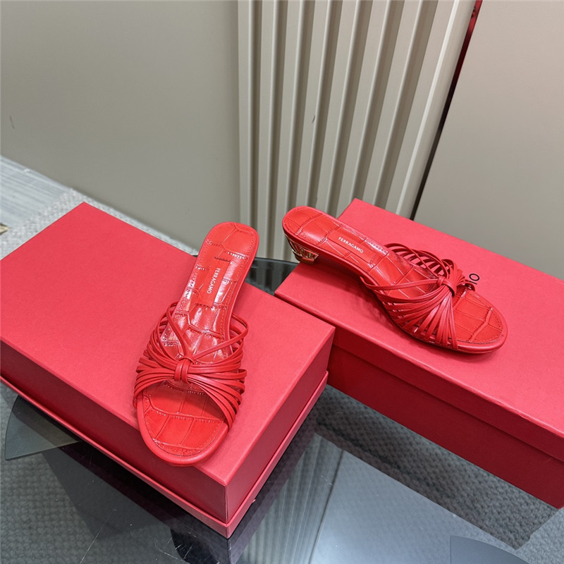 Ferragamo Multi-Strap 40mm Leather Mules Red