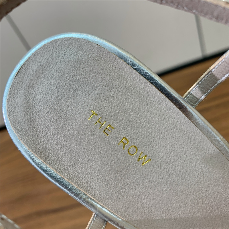 The R0w silver patent leather wedge sandals