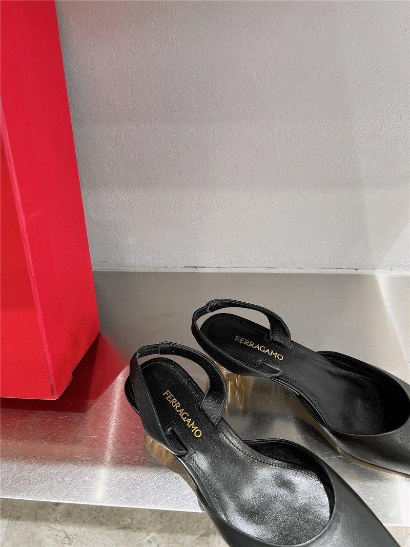 Ferragamo 40mm Black Cage-Heel Slingback Pumps