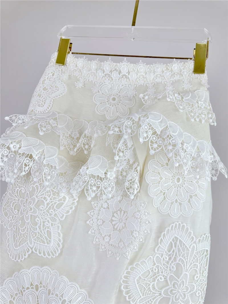 zimm asymmetric lace trim midi skirt replica clothes