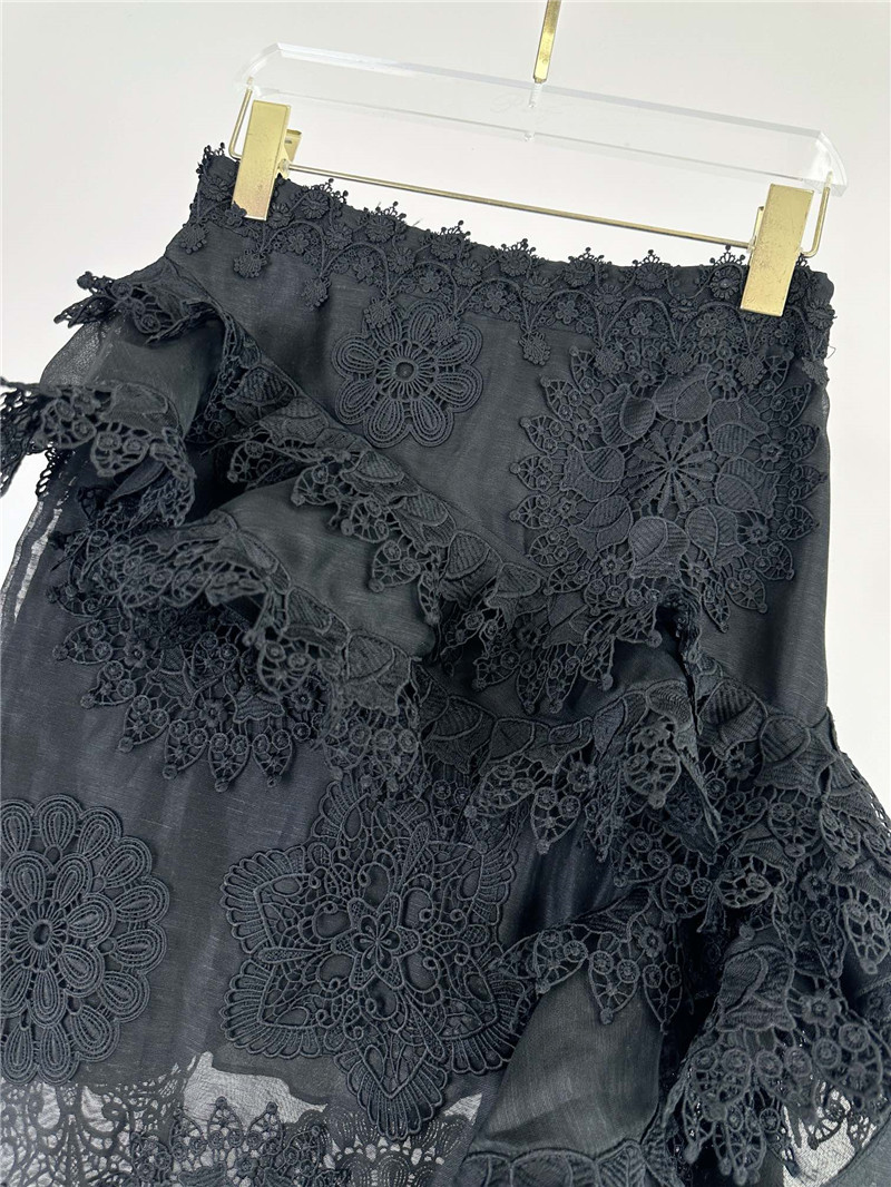 zimm asymmetric lace trim midi skirt replica clothes