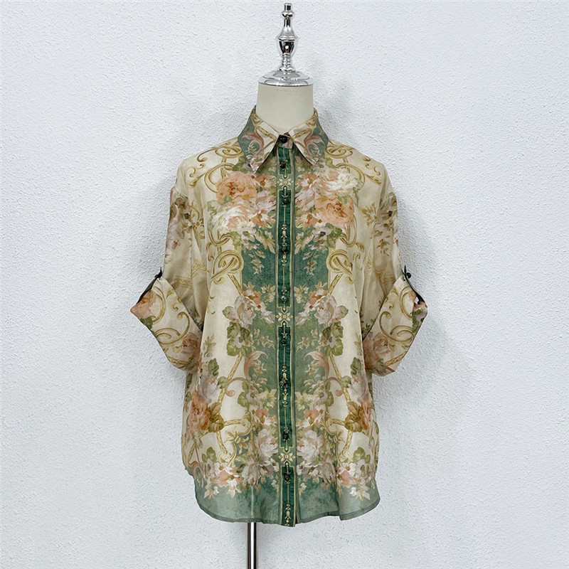 zimm silk top + Silk wide leg pants set replica clothes