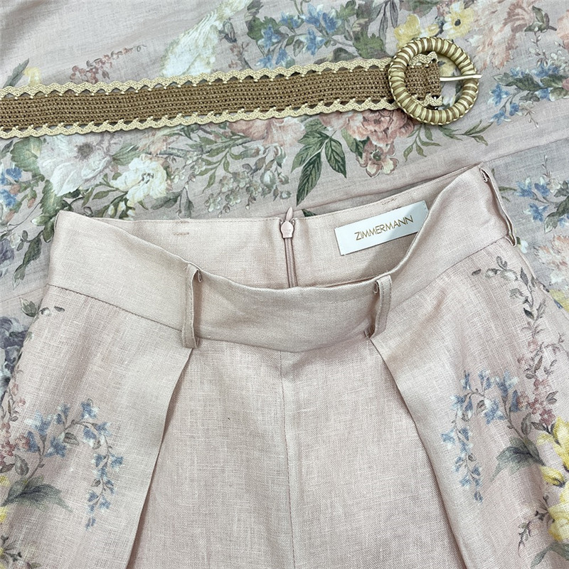 zimm popular ramie buckle top + Linen shorts replicas clothes
