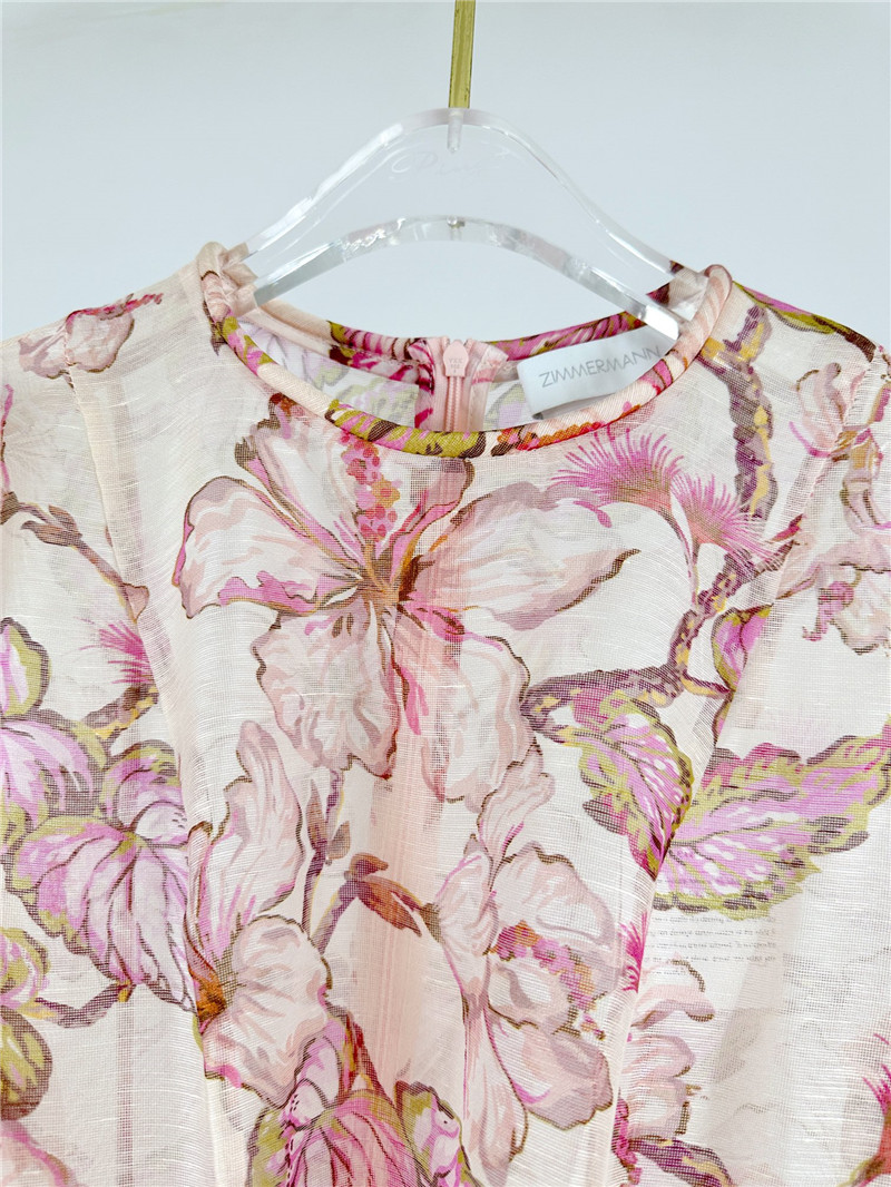zimm floral pattern long sleeve midi dress replica clothes