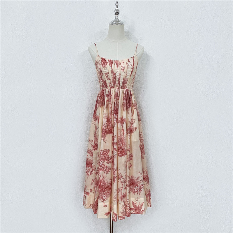 zimm Bamboo knot cotton printed drawstring dress