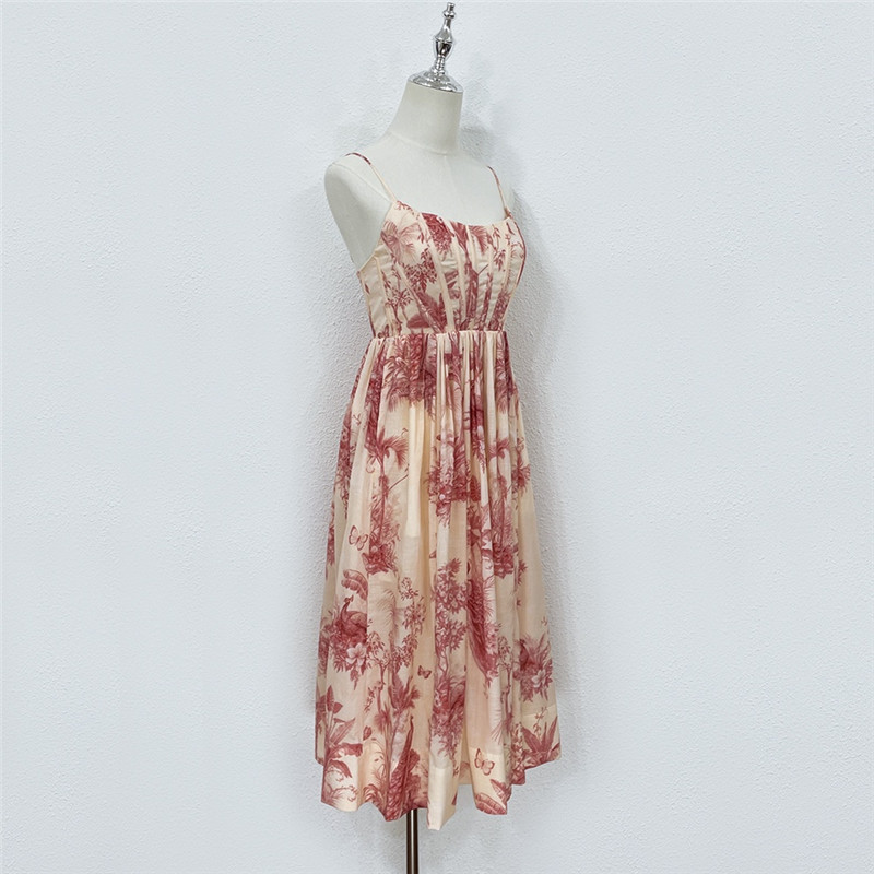 zimm Bamboo knot cotton printed drawstring dress