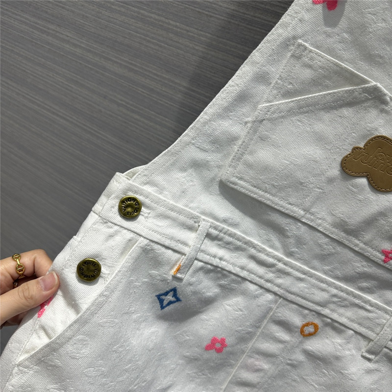 l0vis Vvtt0n lv white denim suspender skirt replica clothing