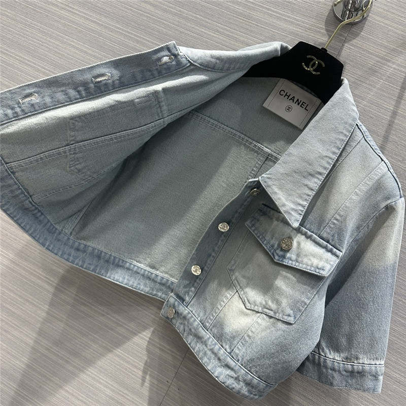 Ch**el denim short sleeve jacket replica clothing