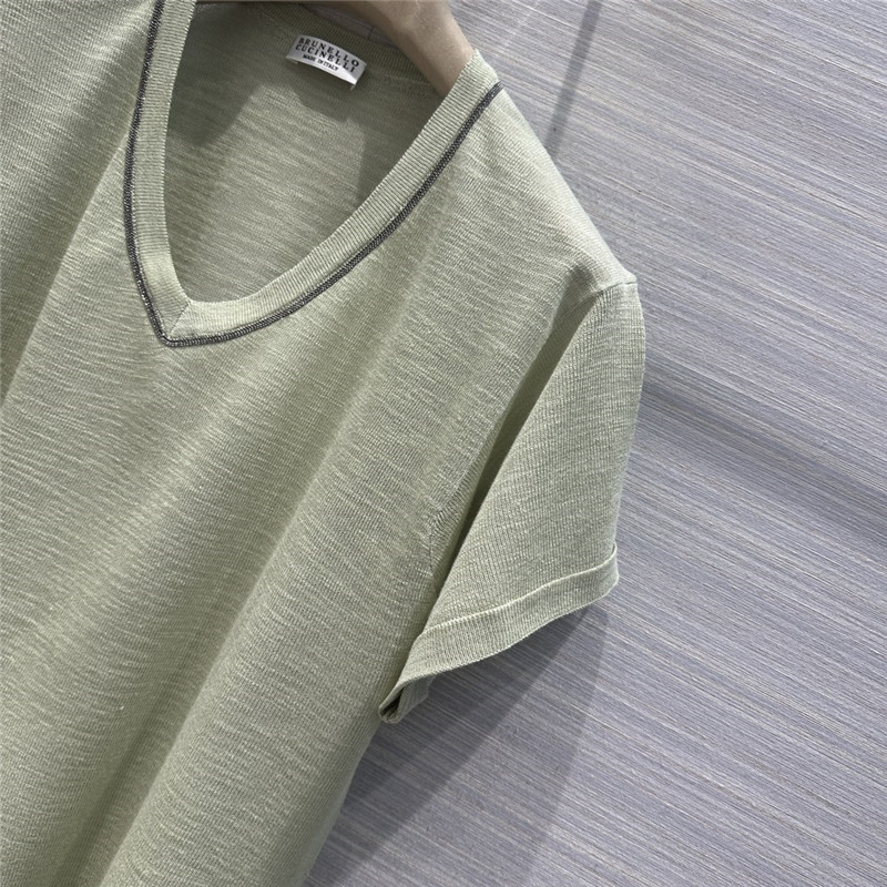 BC linen yarn V-neck top cheap replica designer clothes