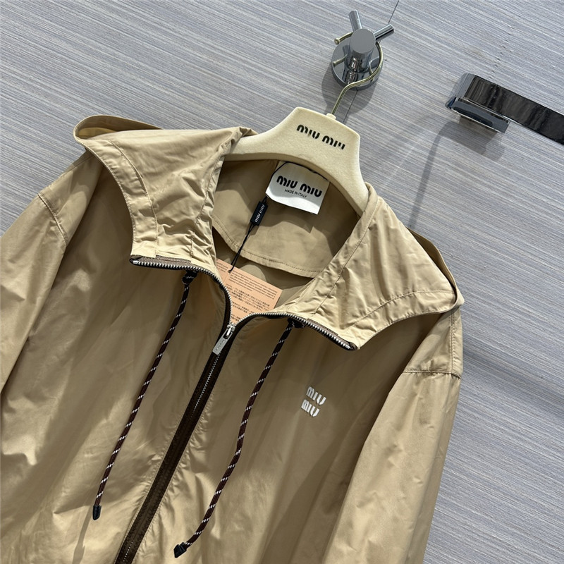 Miu Miu Logo Embroidered Technical Jacket