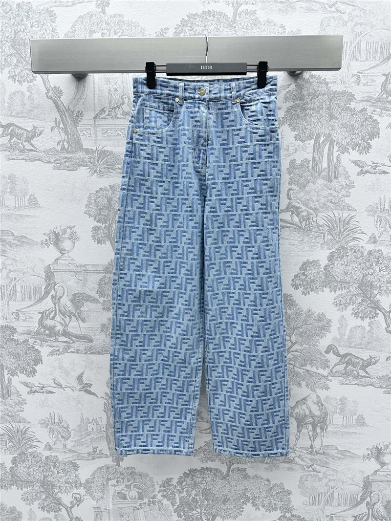 F**di jacquard denim trousers replica d&g clothing