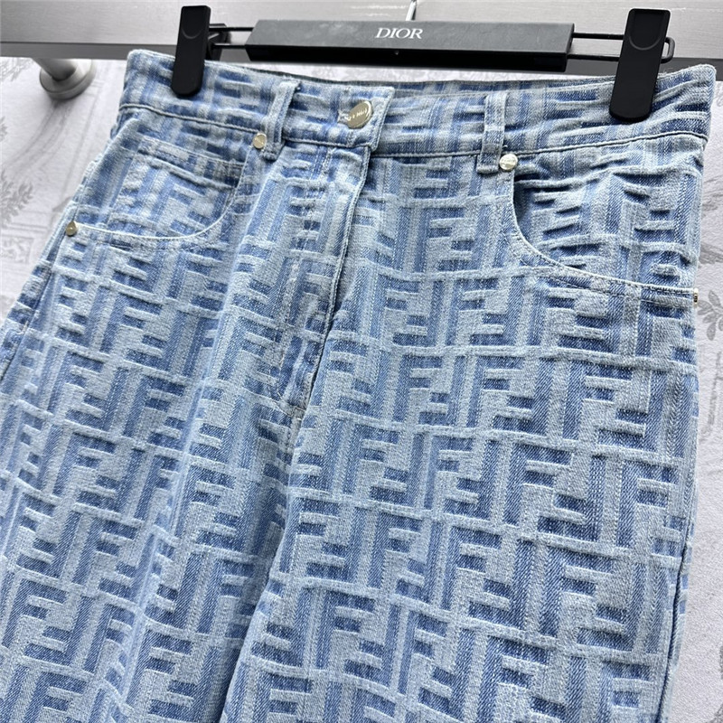 F**di jacquard denim trousers replica d&g clothing