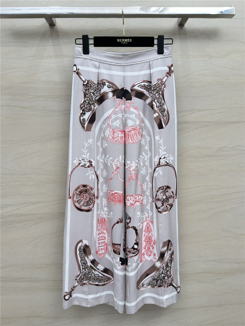 H**me5 chain saddle print silk trousers replica clothes