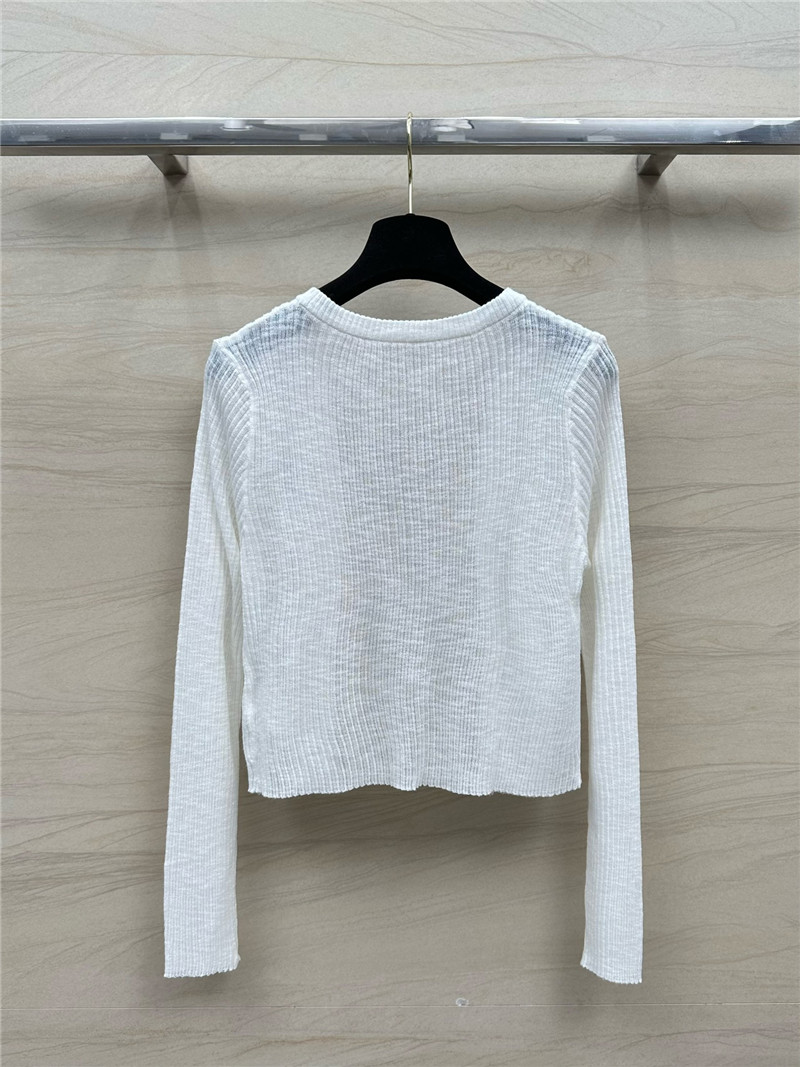 L0ew* logo linen yarn cardigan white