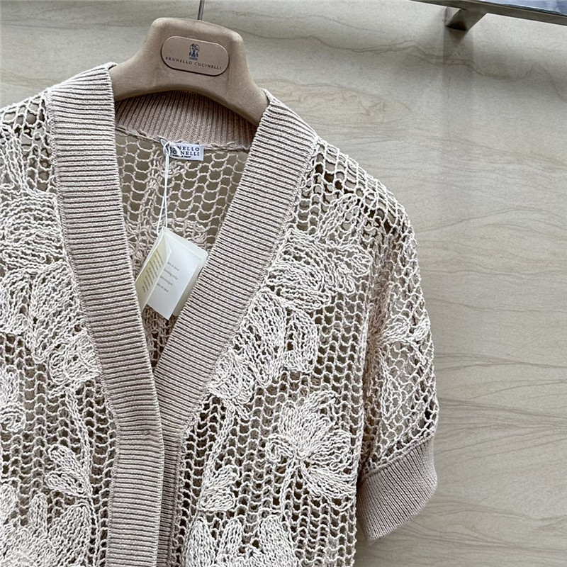 BC Hollow Embroidered Cardigan Beige