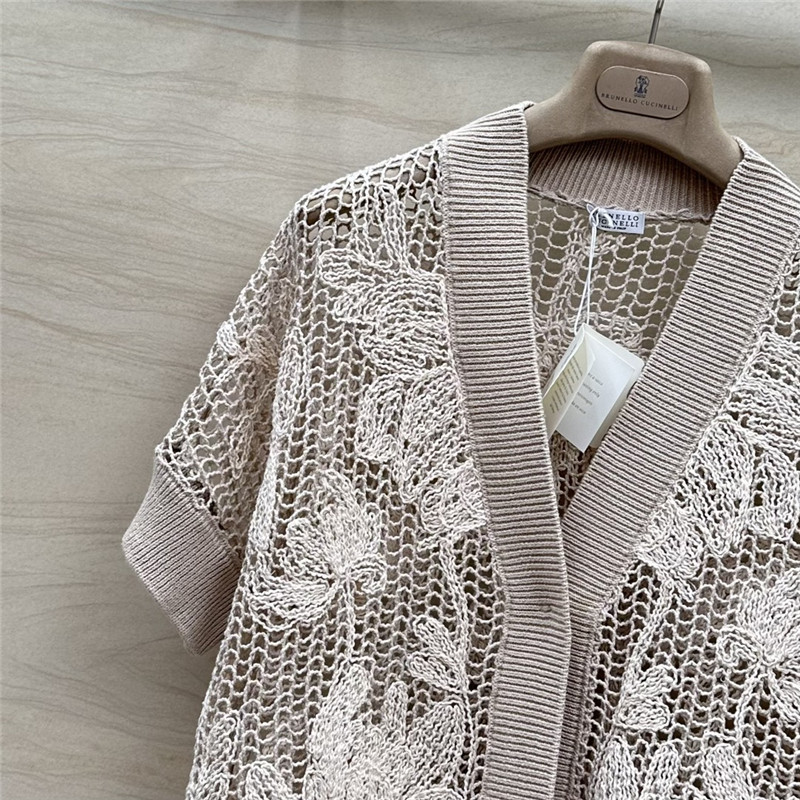 BC Hollow Embroidered Cardigan Beige