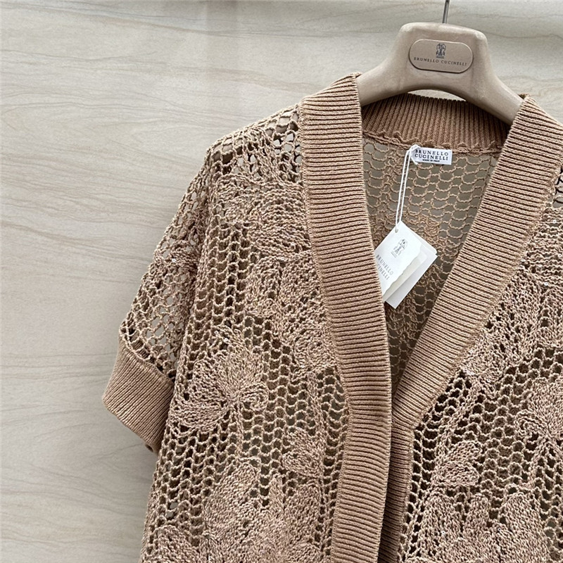 BC Hollow Embroidered Cardigan Brown