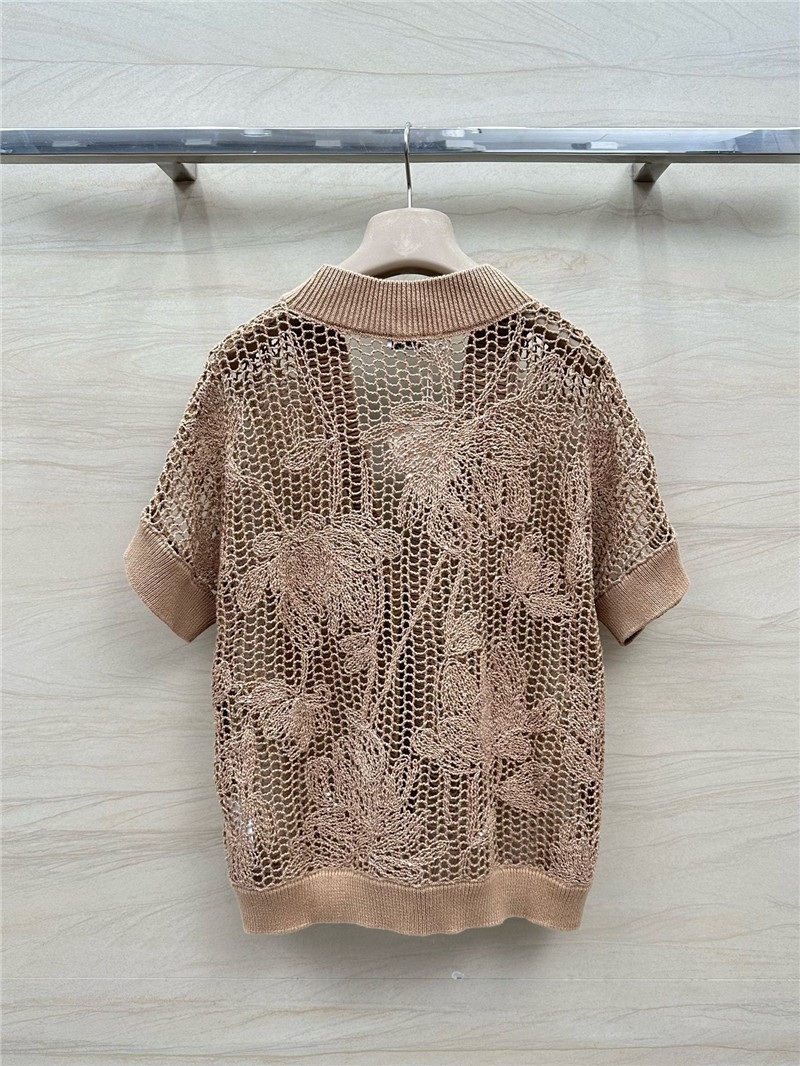 BC Hollow Embroidered Cardigan Brown