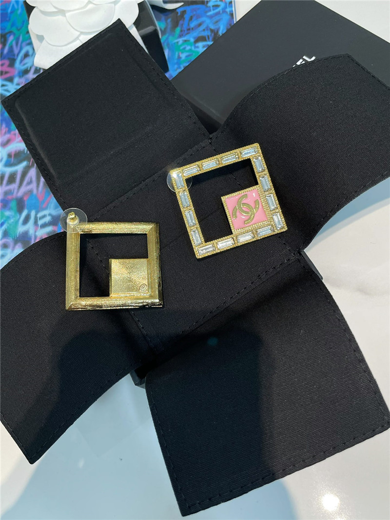 Ch**el pink square earrings