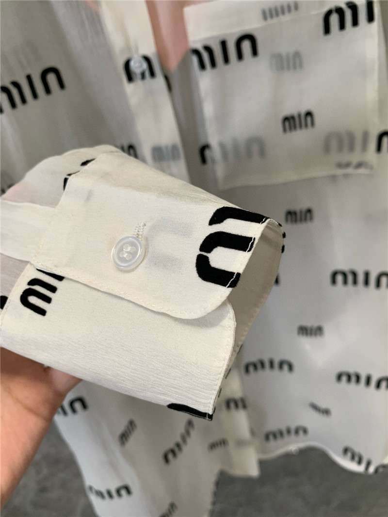 M1um1u flocked printed long-sleeved shirt replica clothes
